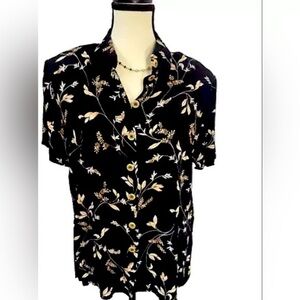 Conrad Women's Hawaiian Shirts Button Up Floral Tropic Print Short Sleeveless M